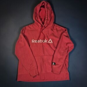 Womens Reebok Coral Hoodie‎ Pullover Logo Sweatshirt Kangaroo Pocket